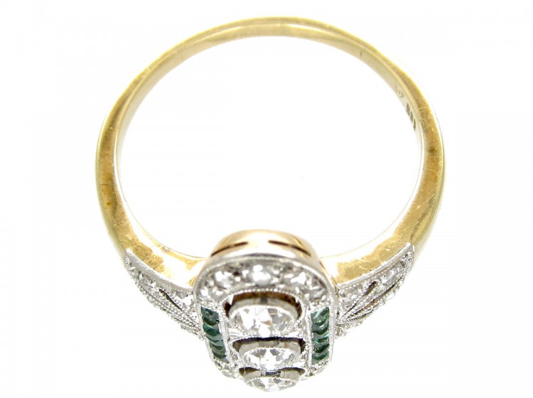 Emerald & Diamond Art Deco Ring