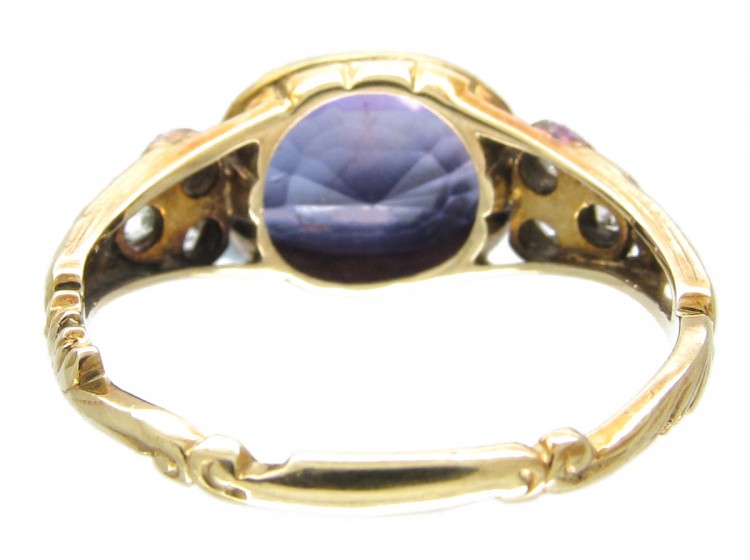 Sapphire & Rose Diamond Georgian Ring