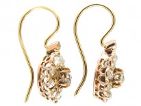 18ct Gold Diamond Cluster Edwardian Earrings