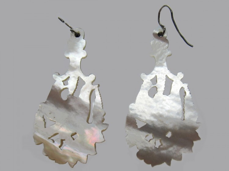 Regency Carved Mother of Pearl Drop Earrings