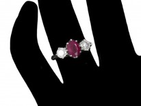 Ruby & Diamond Three Stone Ring