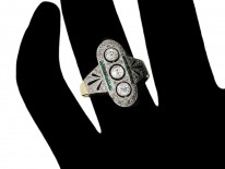 Emerald & Diamond Art Deco Ring