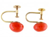 Coral Bouton 9ct Gold Earrings