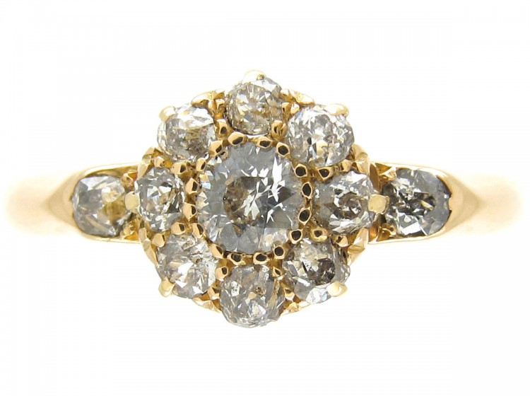 Victorian 18ct Gold & Diamond Cluster Ring