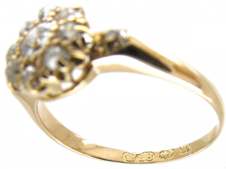 Victorian 18ct Gold & Diamond Cluster Ring