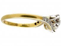 Art Nouveau Two Stone Diamond Crossover Ring