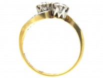 Art Nouveau Two Stone Diamond Crossover Ring