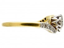Art Nouveau Two Stone Diamond Crossover Ring
