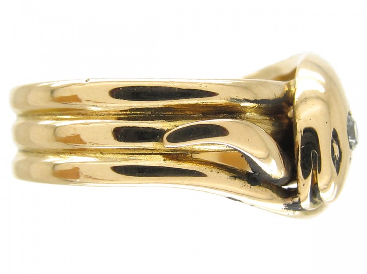 Victorian Diamond Set Double Snake Ring