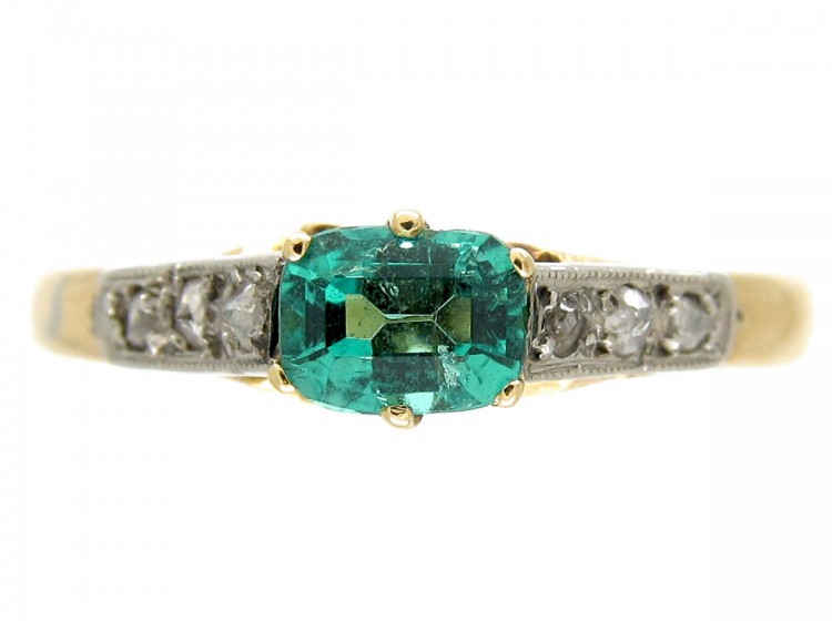 Emerald & Diamond Art Deco Ring