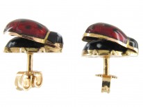 Gold & Enamel Ladybird Earrings