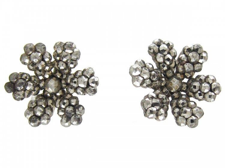 Georgian Cut Steel Flower Earrings