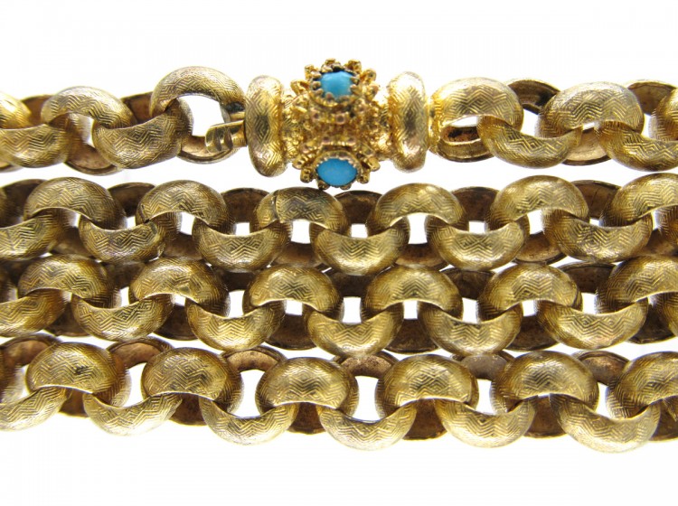 Georgian Pinchbeck Chain with Turquoise Set Clasp