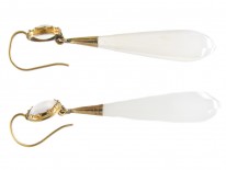 Regency Chalcedony & Gold Drop Earrings