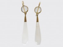 Regency Chalcedony & Gold Drop Earrings