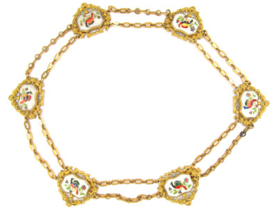 Regency Pinchbeck & Enamel Hoho Birds Necklace