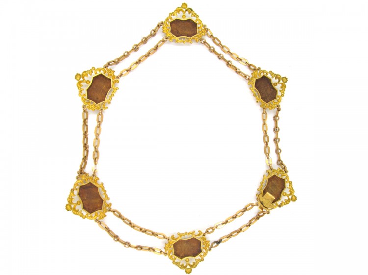 Regency Pinchbeck & Enamel Hoho Birds Necklace