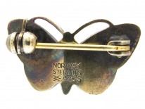 Silver & Turquoise Enamel Small Butterfly Brooch