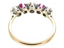 Art Deco Diamond & Ruby Five Stone Ring