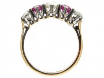Art Deco Diamond & Ruby Five Stone Ring