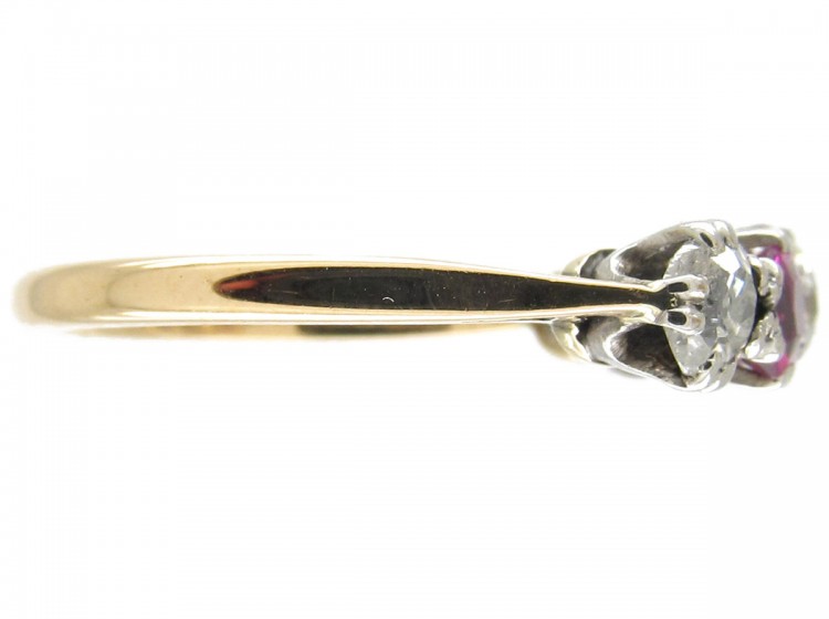 Art Deco Diamond & Ruby Five Stone Ring