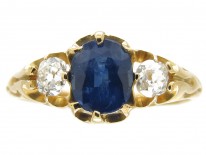 Sapphire & Diamond Three Stone Victorian Ring
