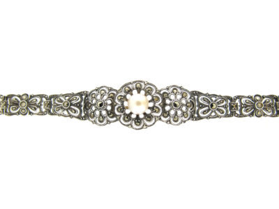 Silver, Marcasite & Pearl Bracelet