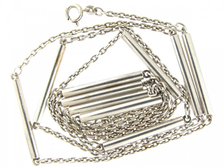 Silver Bar & Trace Link Chain