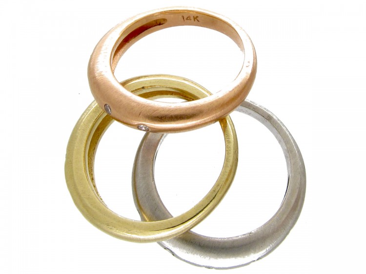 Three Three Colour Gold & Diamond Set Rings