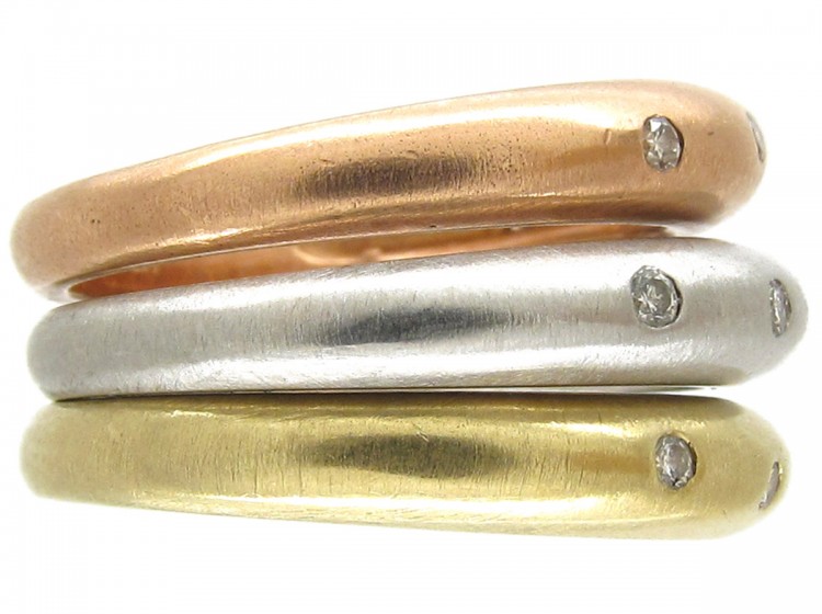 Three Three Colour Gold & Diamond Set Rings