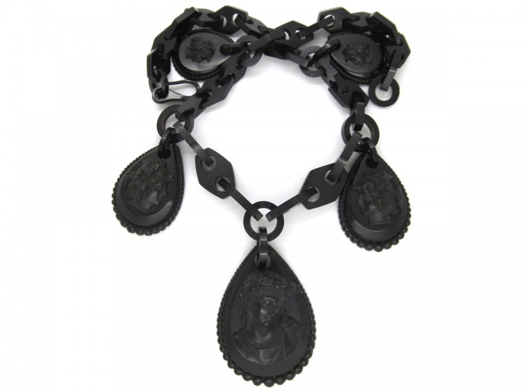 Vulcanite Victorian Cameo Necklace