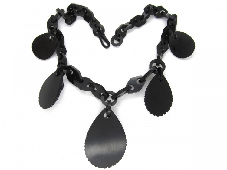 Vulcanite Victorian Cameo Necklace