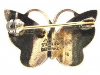 Small Silver Yellow Enamel Butterfly Brooch