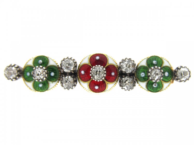 Suffragette Diamond & Enamel 18ct Gold Brooch