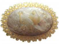 Carved Mother of Pearl Turtle Doves Regency Brooch