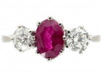 Ruby & Diamond Three Stone Ring