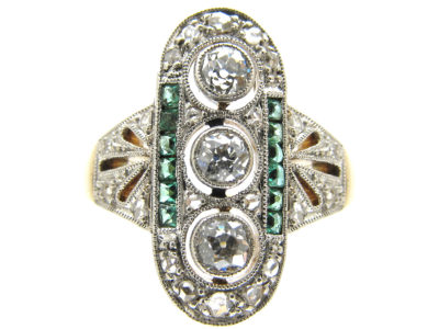 Emerald & Diamond Art Deco Ring