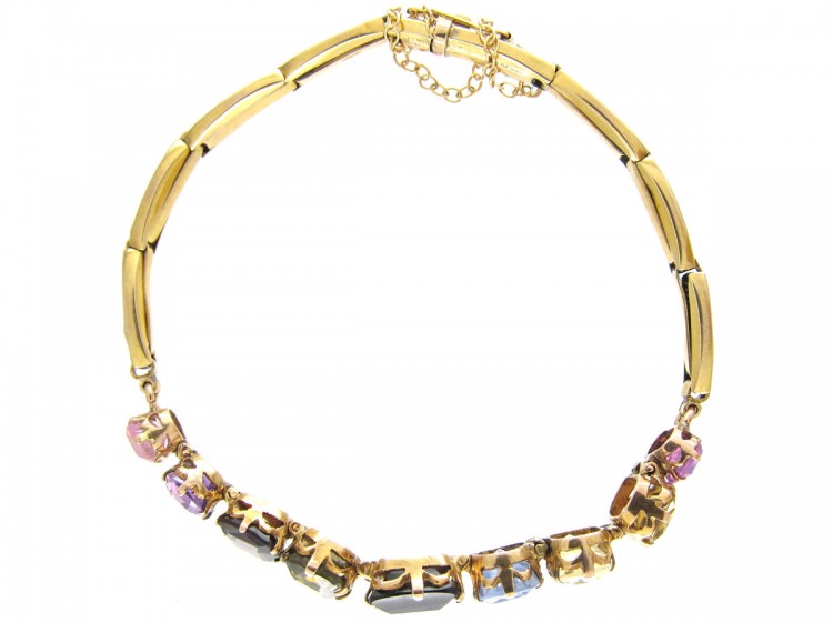 Multi Gem Stone Gold Edwardian Bracelet