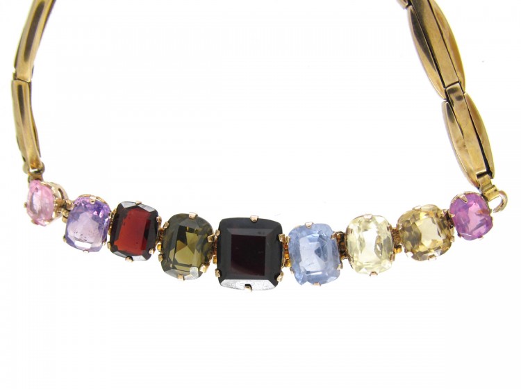 Multi Gem Stone Gold Edwardian Bracelet