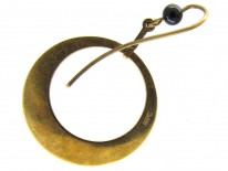 Art Deco Black Enamel Gold Hoop Earrings