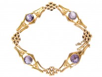 Edwardian Amethyst 9ct Gold Gate Bracelet