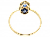 Art Deco Sapphire & Diamond Double Diamond Shaped Ring