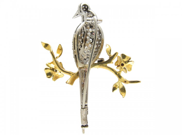 Diamond & Enamel Bird Brooch