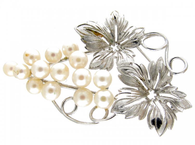 Silver & Pearl Grapes Brooch