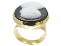 Neoclassical Sardonyx Intaglio Ring of a Grecian Man
