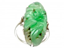 Art Deco Carved Jade 18ct White Gold Ring