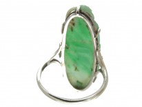 Art Deco Carved Jade 18ct White Gold Ring