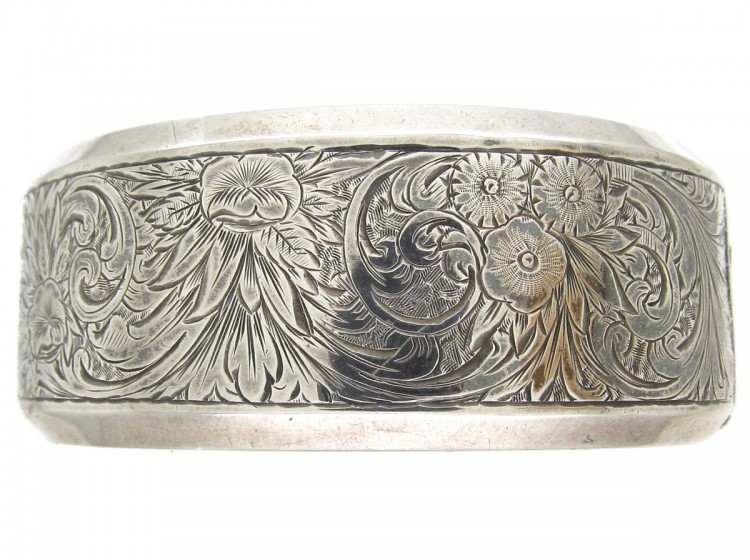 Victorian Engraved Silver Bangle