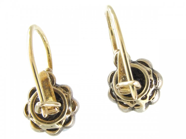 Small Diamond Cluster Edwardian Earrings