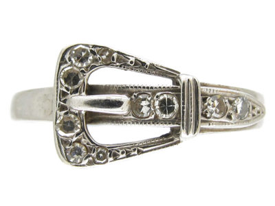 Diamond & Platinum Edwardian Buckle Ring